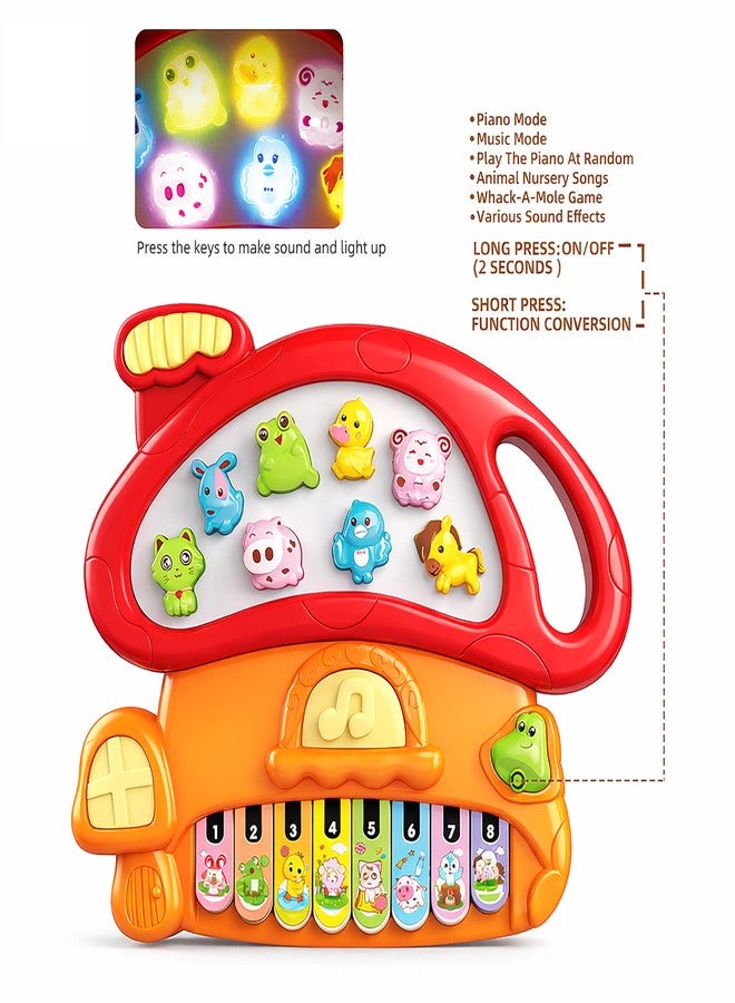 VGRASSP 8 Keys Mushroom Piano Toy for Kids with Lights and Music - Interactive Animal Keyboard Toy with 4 Modes - Educational Learning Instrument Playset for Boys and Girls - Multicolor - Image 2